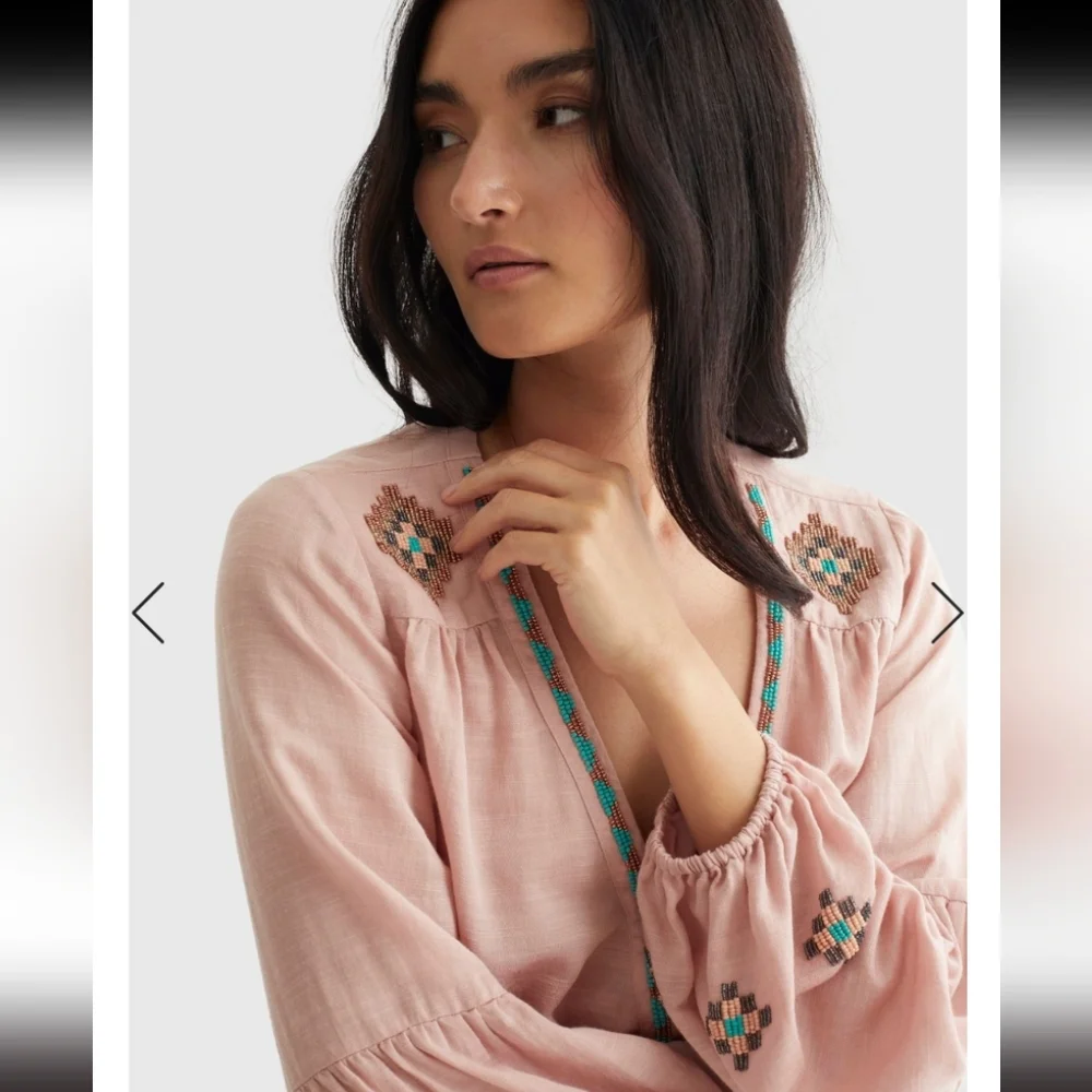 Lucky brand Beaded Surplice Wrap Top - Picture 5 of 7